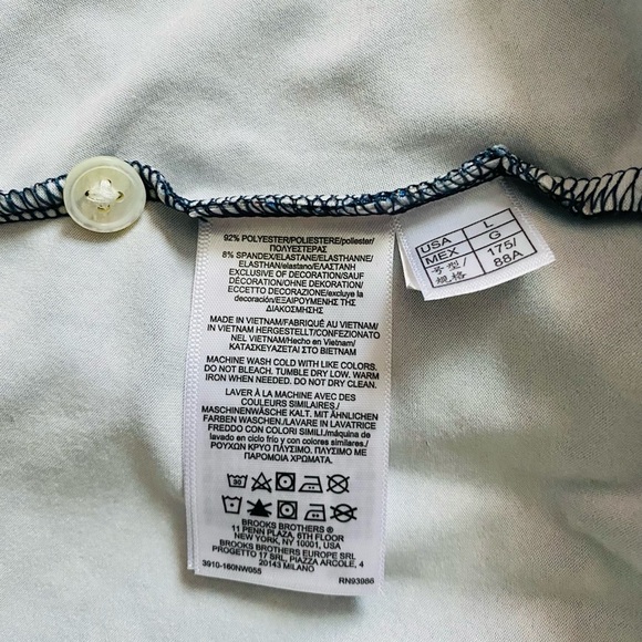 BROOK BROTHERS Women’s Blue Multi Stretch Jersey Polo in Seasonal Print Size L - Picture 10 of 10